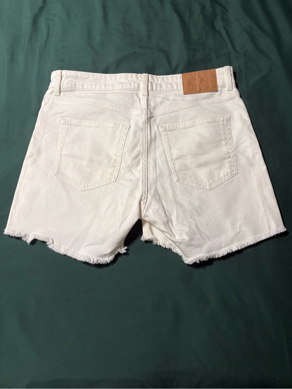 H&M Cream Raw-Hem Denim Shorts